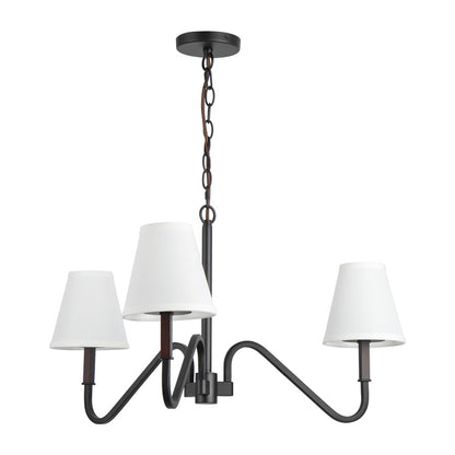 Kuzco Sloan 30" Black Chandelier, Matte Black/White Linen