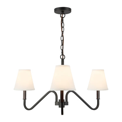 Kuzco Sloan 30" Black Chandelier, Matte Black/White Linen