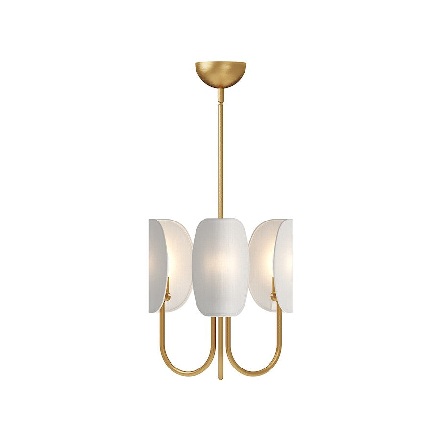 Alora Mood Seno 3 Light 15" Chandelier, Gold/White Cotton Fabric - CH450715AGCW