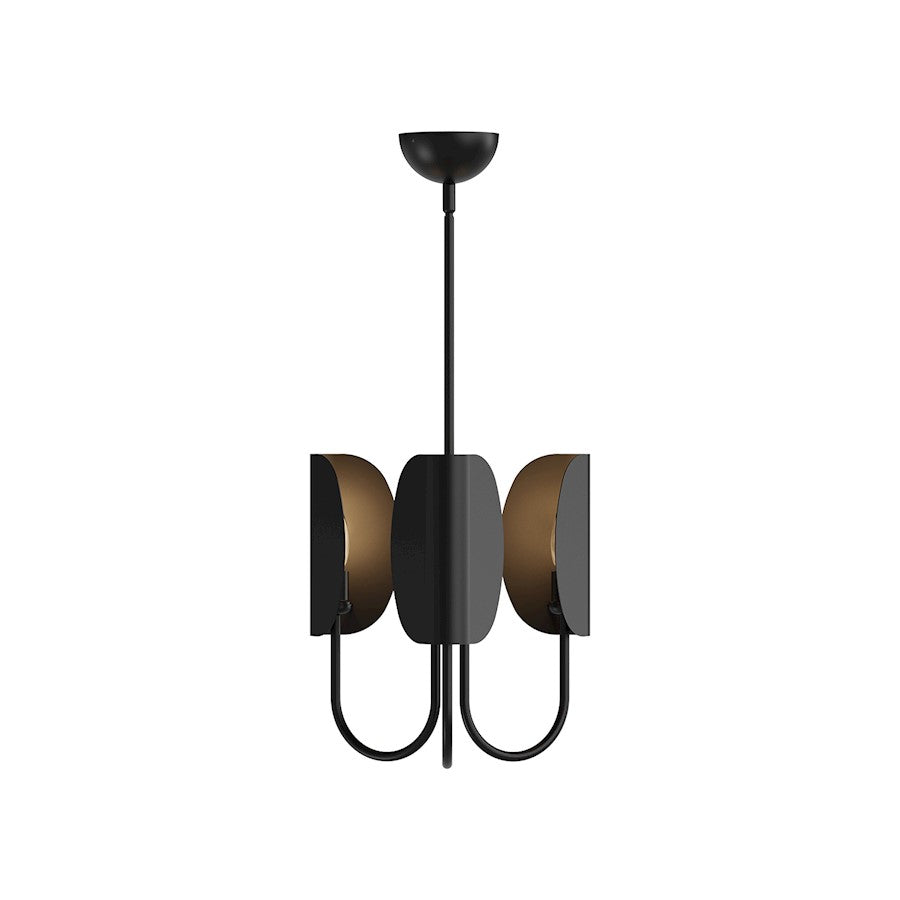 Alora Mood Seno 3 Light 15" Chandelier, Matte Black/CW-White Cotton - CH450715MB