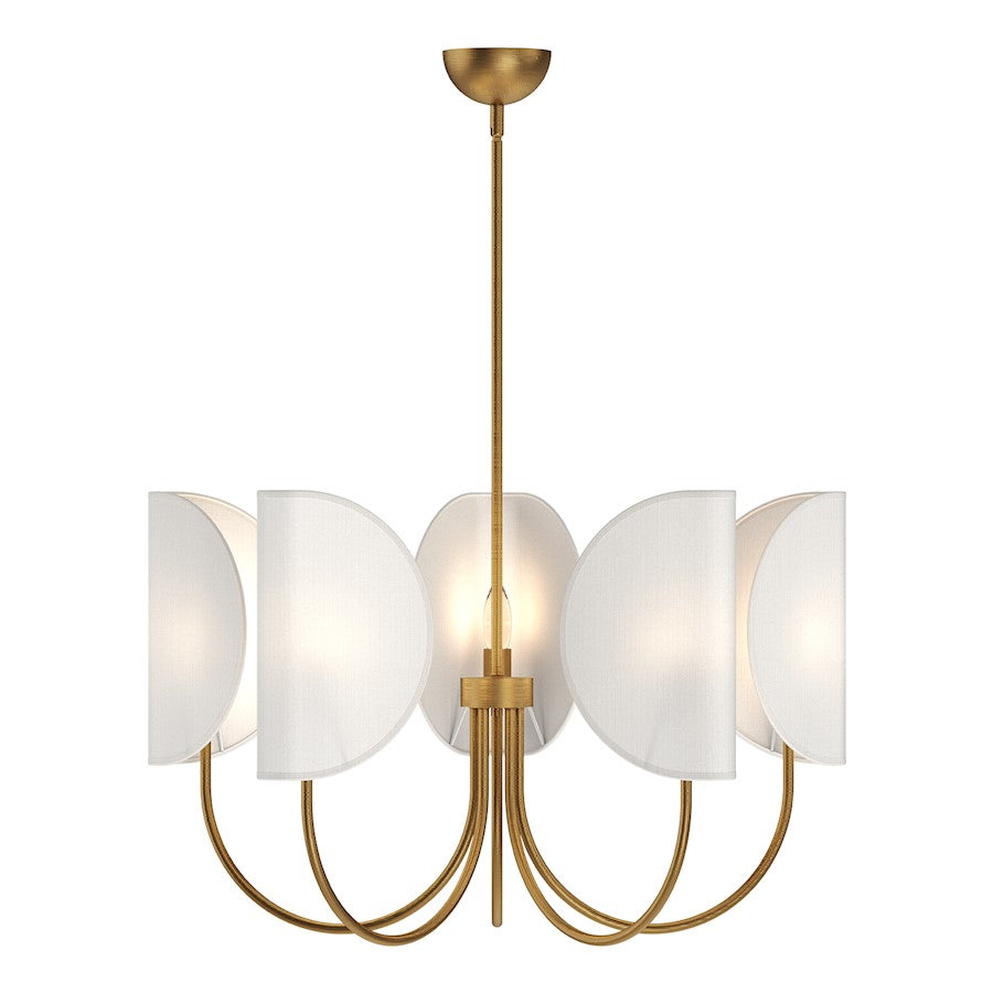 Alora Mood Seno 5 Light 32" Chandelier, Gold/White Cotton Fabric - CH450732AGCW