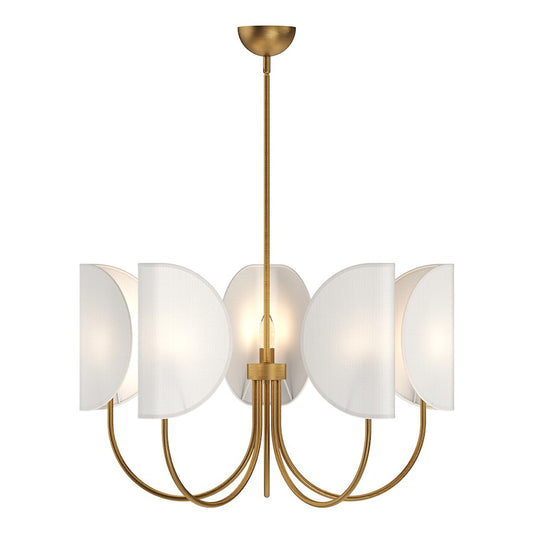 Alora Mood Seno 5 Light 32" Chandelier, Gold/White Cotton Fabric - CH450732AGCW