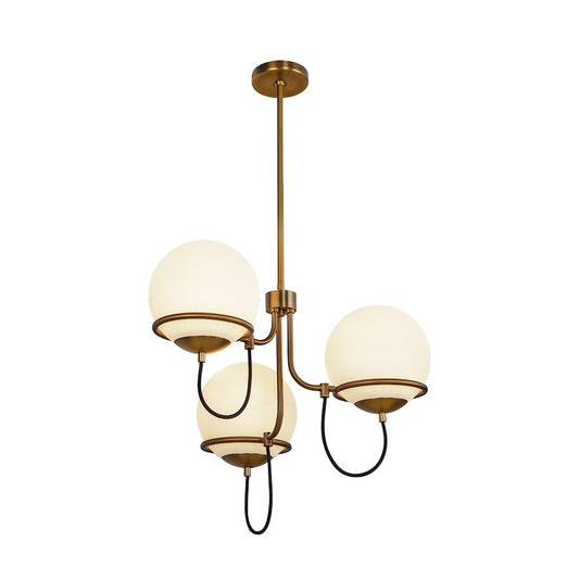 Alora Mood Alba 3 Light 23" Chandelier, Aged Brass/Opal/Opal - CH458323AGOP