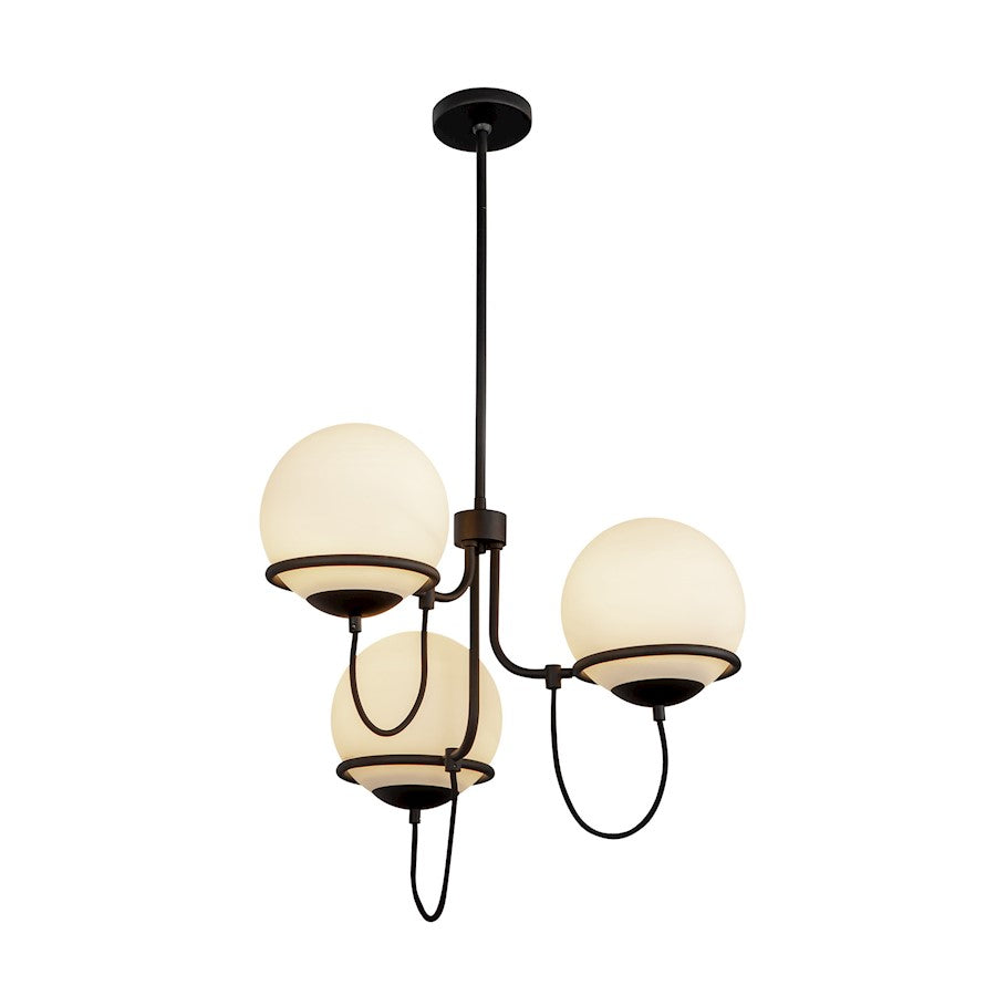 Alora Mood Alba 3 Light 23" Chandelier, Matte Black/Opal/Opal - CH458323MBOP