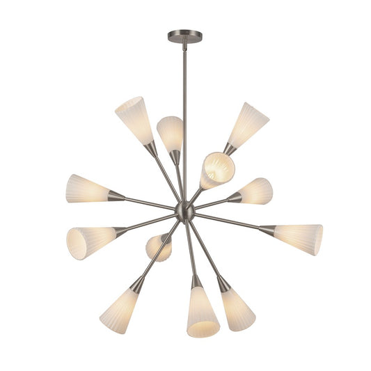 Kuzco Cosmo 39" Socket Chandelier, Nickel/Glossy Opal/Fluted Milk - CH462039BNGR