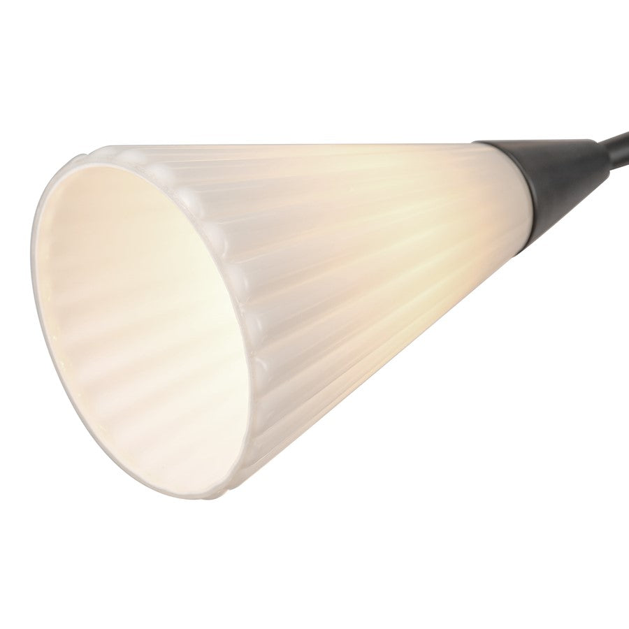 Kuzco Cosmo 39" Socket Chandelier, Black/Glossy Opal/Fluted Milk