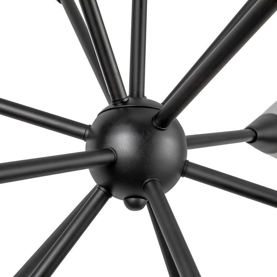 Kuzco Cosmo 39" Socket Chandelier, Black/Glossy Opal/Fluted Milk