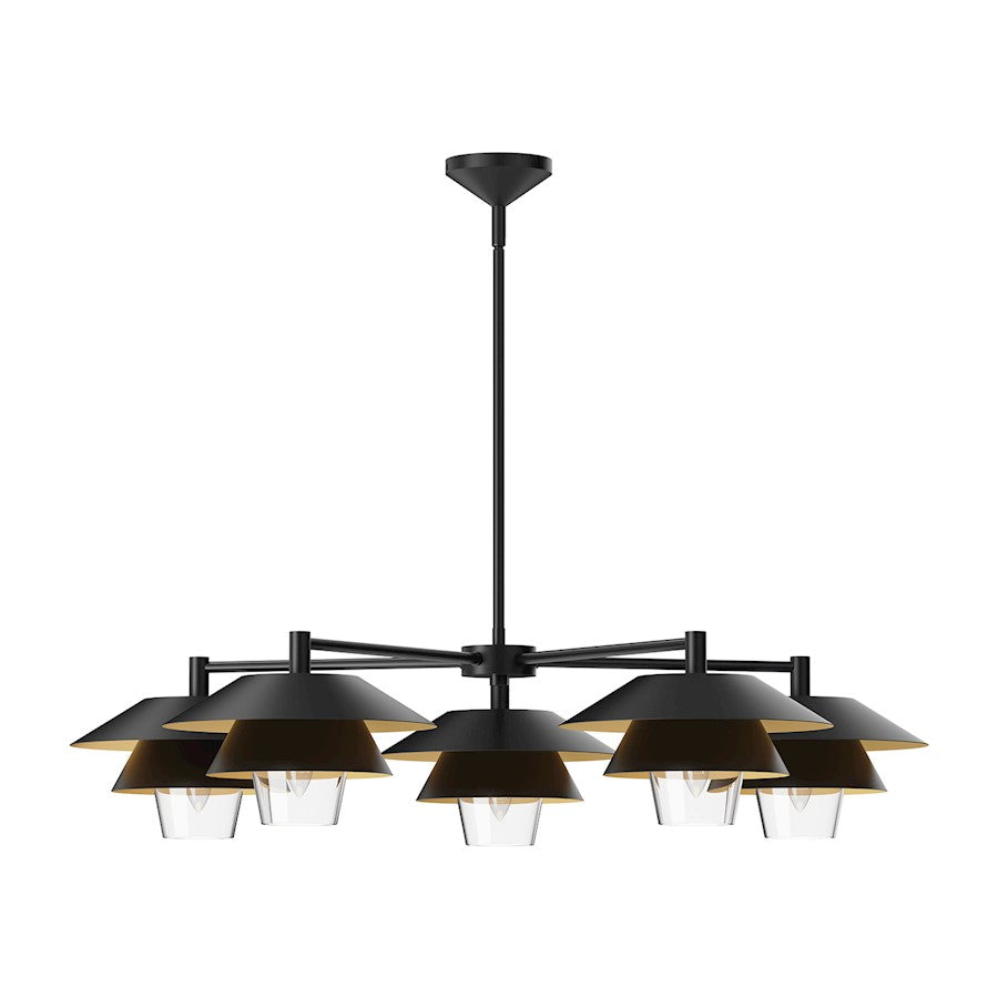 Alora Mood Tetsu 5 Light 38" Chandelier, Matte Black/Clear/Clear - CH475138MBCL