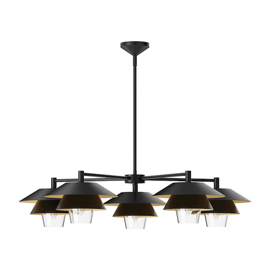 Alora Mood Tetsu 5 Light 38" Chandelier, Matte Black/Clear/Clear - CH475138MBCL