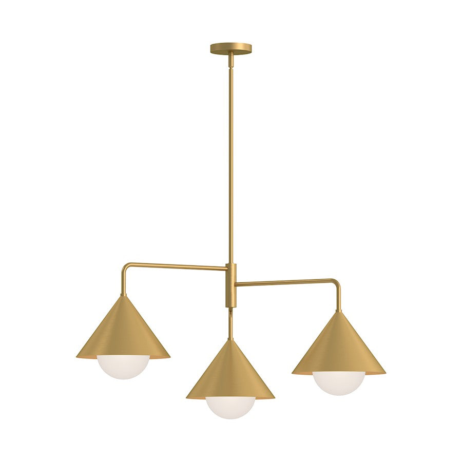 Alora Mood Remy 3 Light 38" Chandelier, Gold/Opal/Opal - CH485245BGOP