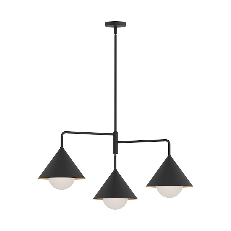 Alora Mood Remy 3 Light 38" Chandelier, Black/Opal/Opal - CH485245MBOP