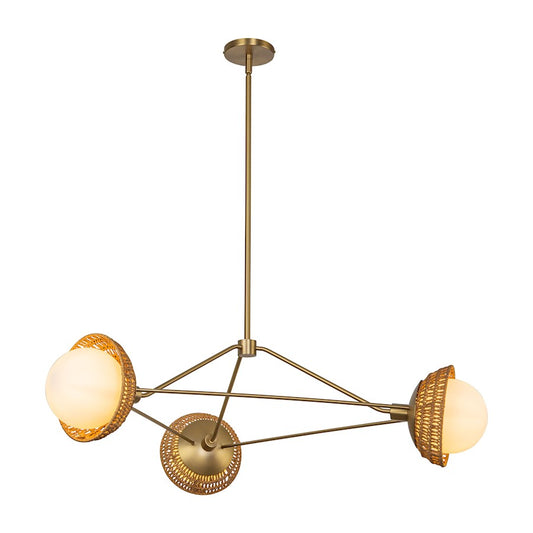 Alora Mood Perth 3 Light 40" Chandelier, Brushed Gold/Opal/Opal - CH490340BGOP