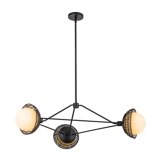 Alora Mood Perth 3 Light 40" Chandelier, Matte Black/Opal/Opal - CH490340MBOP