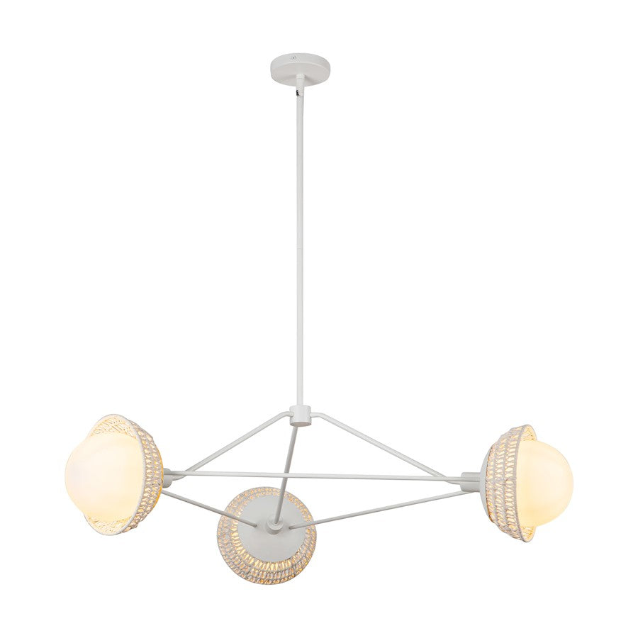 Alora Mood Perth 3 Light 40" Chandelier, White/Opal/Opal - CH490340WHOP