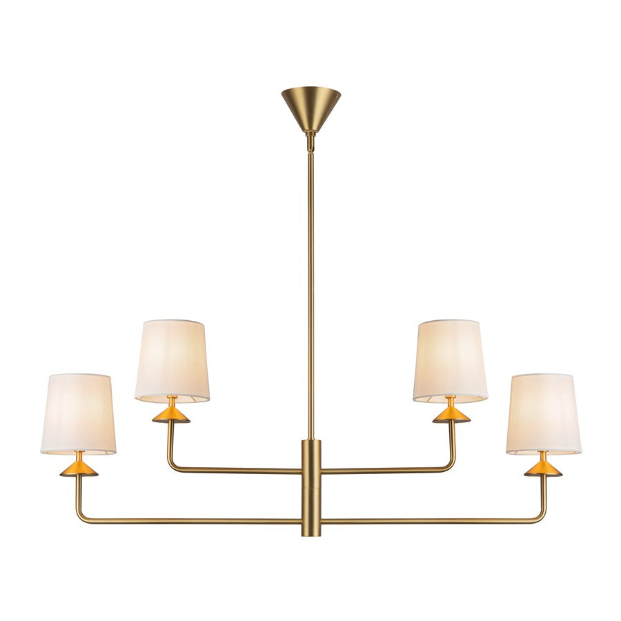 Kuzco Bridgette 45" Socket Chandelier, Gold/White Linen/Linen