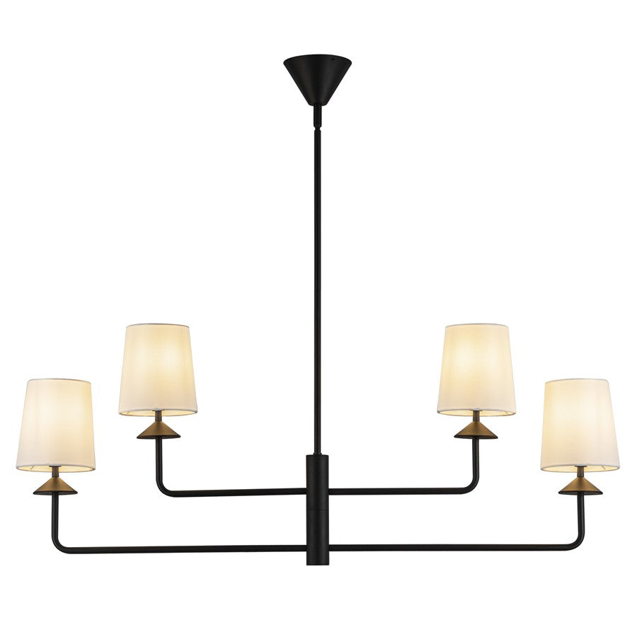Kuzco Bridgette 45" Socket Chandelier, Black/White Linen/Linen