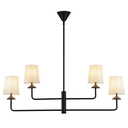 Kuzco Bridgette 45" Socket Chandelier, Black/White Linen/Linen