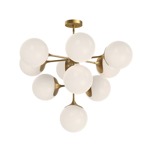 Alora Mood Nouveau 10 Light 35" Chandelier, Gold/Opal Matte/Opal - CH505335AGOP