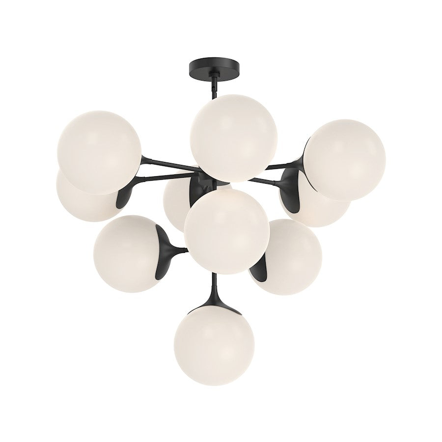 Alora Mood Nouveau 10 Light 35" Chandelier, Black/Opal Matte/Opal - CH505335MBOP