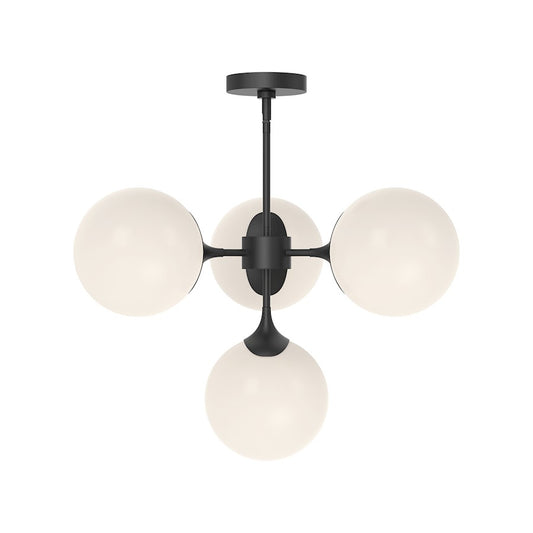 Alora Mood Nouveau 4 Light 26" Chandelier, Black/Opal Matte/Opal - CH505426MBOP