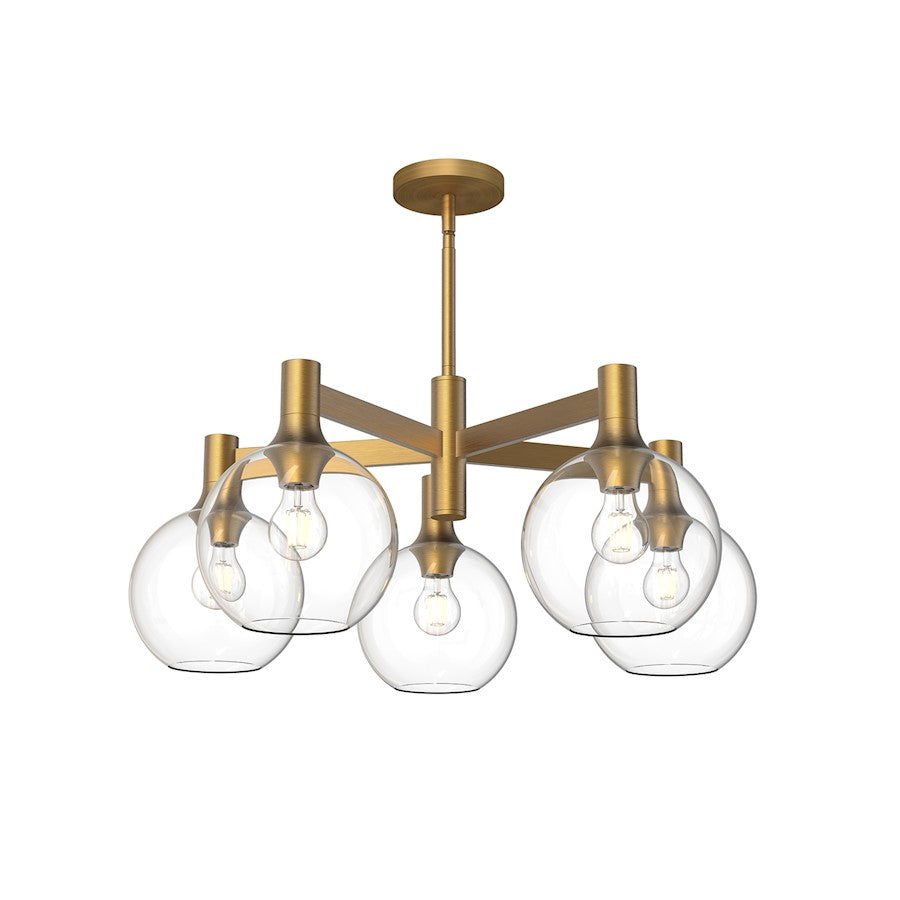 Alora Mood Castilla 5 Light 29" Chandelier, Gold/Clear/Clear/Opal - CH506129AGCL