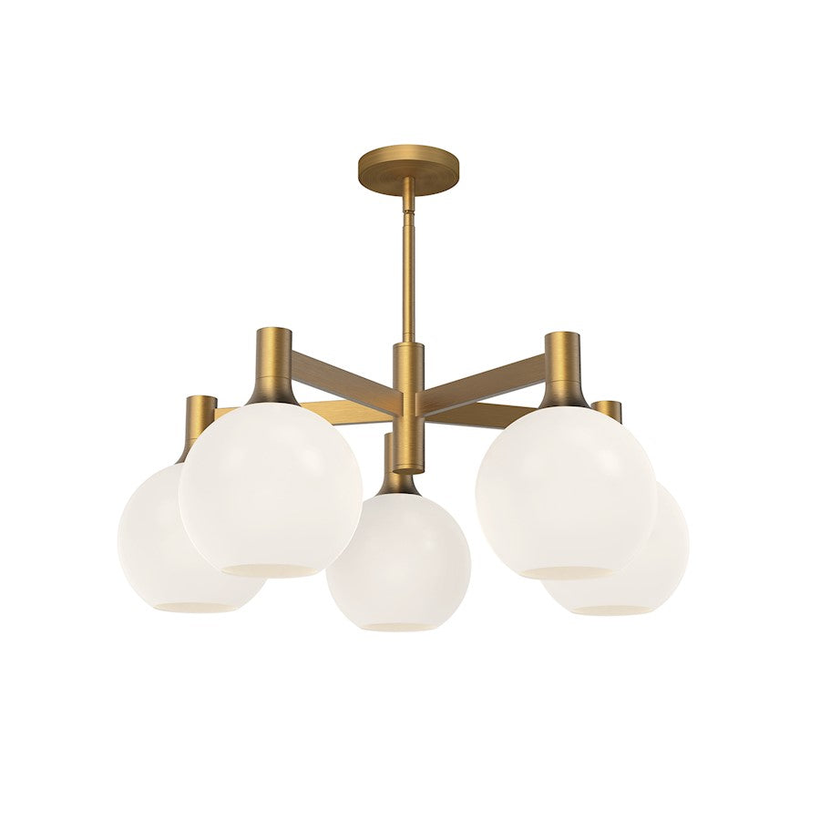 Alora Mood Castilla 5 Light 29" Chandelier, Gold/Opal/Clear - CH506129AGOP