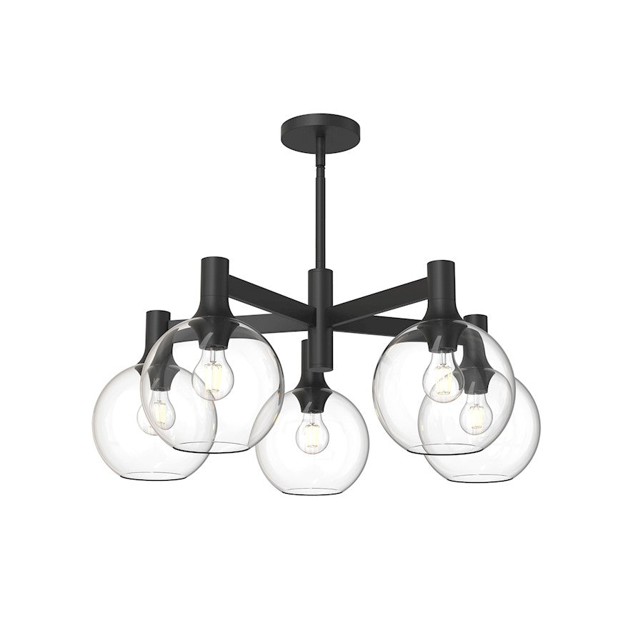 Alora Mood Castilla 5Lt 29" Chandelier, Clear/Black/Clear/Opal - CH506129MBCL