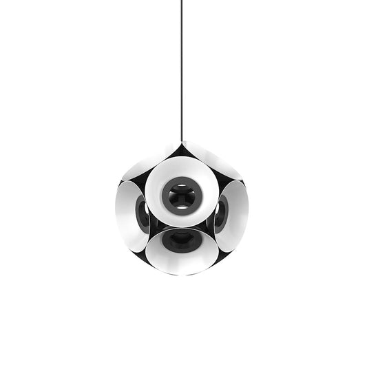 Kuzco Magellan 24in 9-Light Chandelier | Industrial Black and White Aluminum | Living Room & Dining Room | 23 x 23 x 23 in | Model CH51224-BK-WH