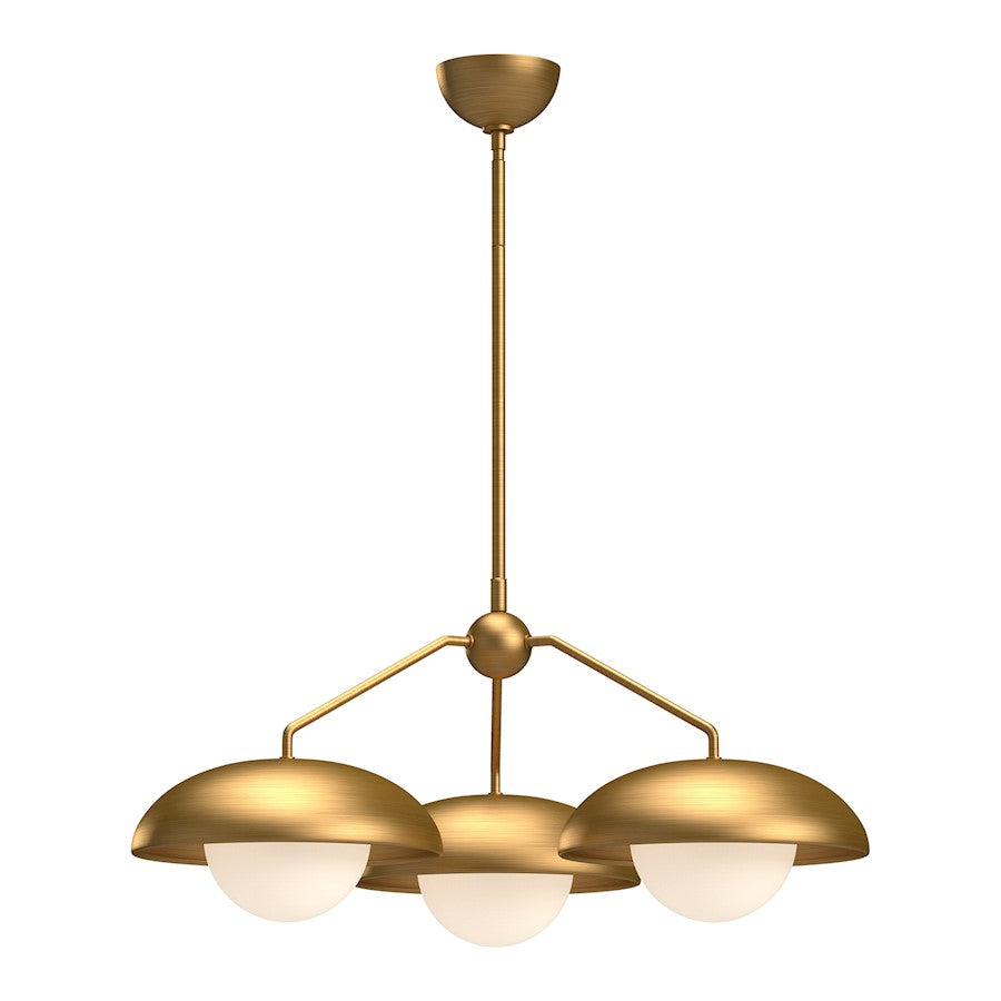 Alora Mood Rubio 3 Light 28" Chandelier, Gold/Opal Matte/Opal - CH522328AGOP