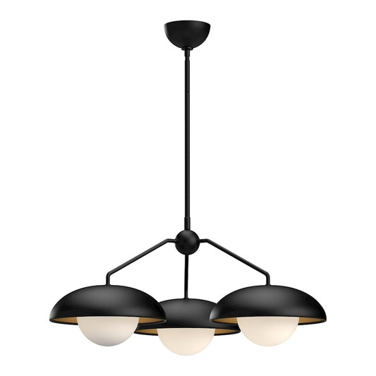 Alora Mood Rubio 3 Light 28" Chandelier, Black/Opal Matte/Opal - CH522328MBOP