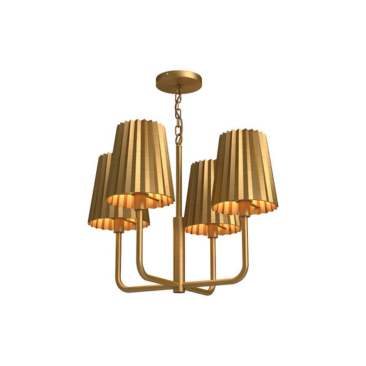 Alora Mood Plisse 4 Light 23" Chandelier, Aged Gold - CH528423AG