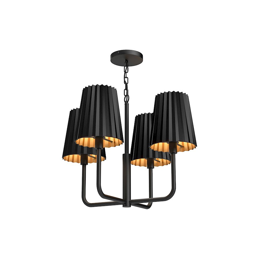 Alora Mood Plisse 4 Light 23" Chandelier, Matte Black - CH528423MB