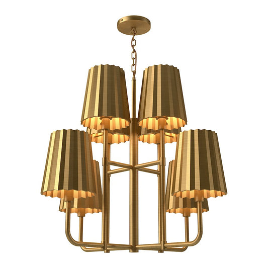 Alora Mood Plisse 8 Light 30" Chandelier, Aged Gold - CH528830AG