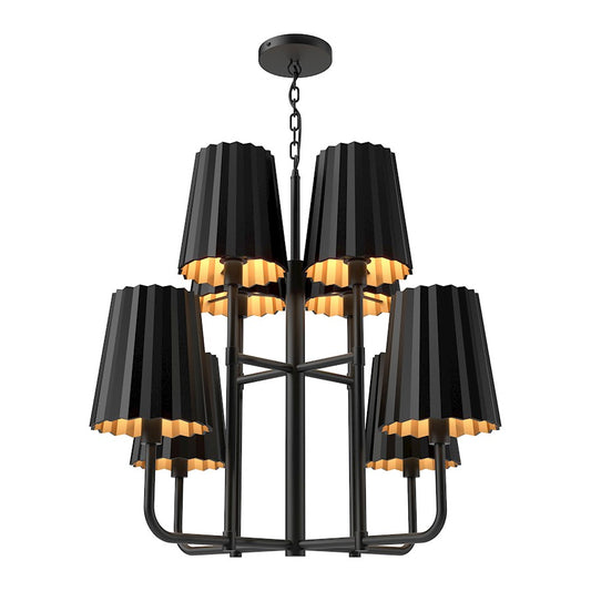 Alora Mood Plisse 8 Light 30" Chandelier, Matte Black - CH528830MB