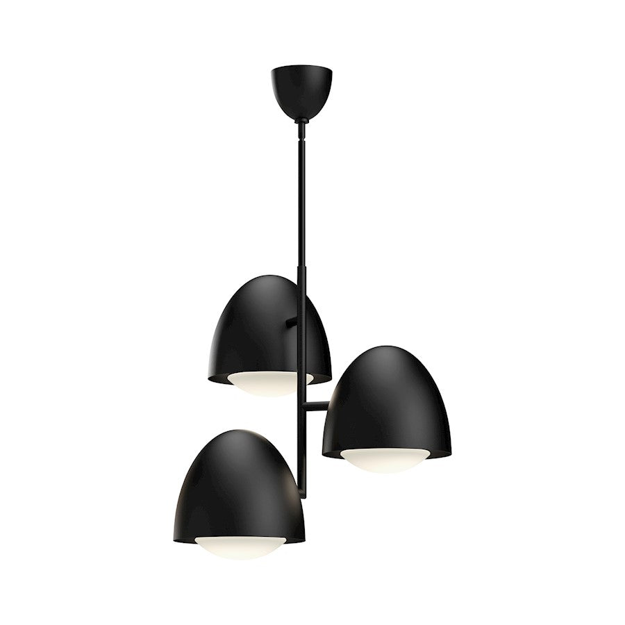 Alora Mood Kenji 3 Light 24" Chandelier, Black/Opal Matte/Opal - CH529024MBOP