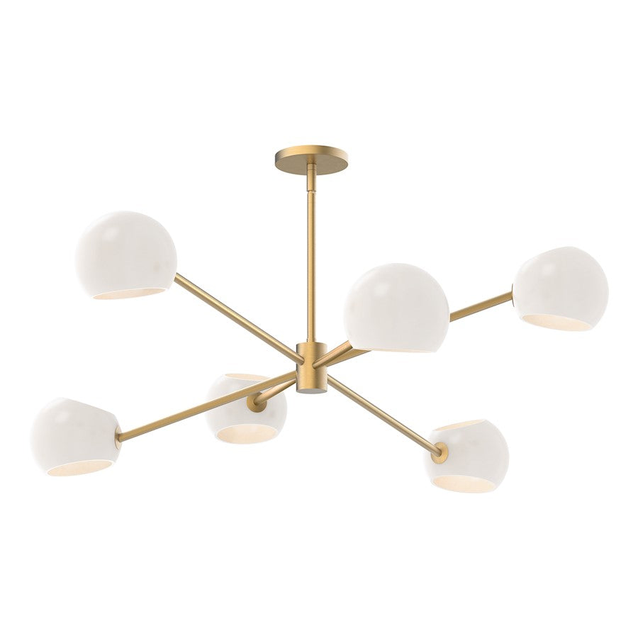 Alora Mood Willow 6Lt 37" Chandelier, Gold/Opal - CH548637BGOP