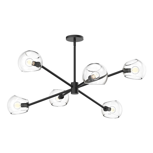 Alora Mood Willow 6Lt 37" Chandelier, Clear/Black - CH548637MBCL