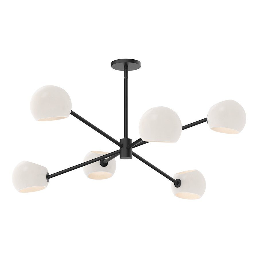 Alora Mood Willow 6Lt 37" Chandelier, Black/Opal - CH548637MBOP