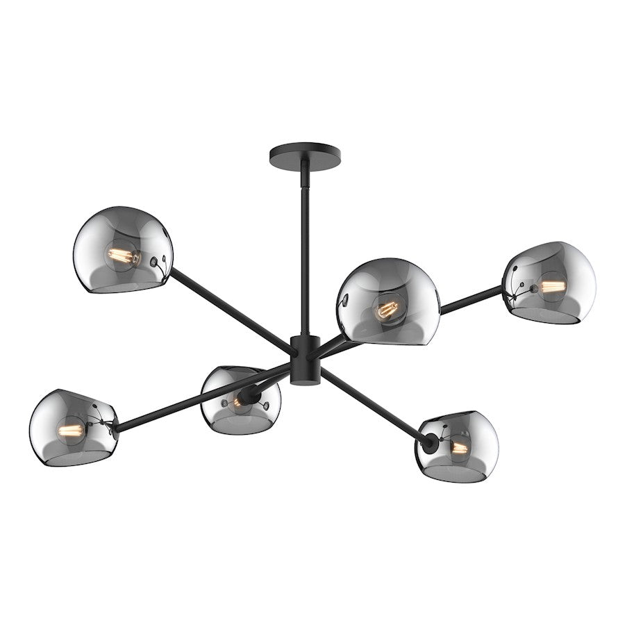 Alora Mood Willow 6Lt 37" Chandelier, Black/Smoked - CH548637MBSM