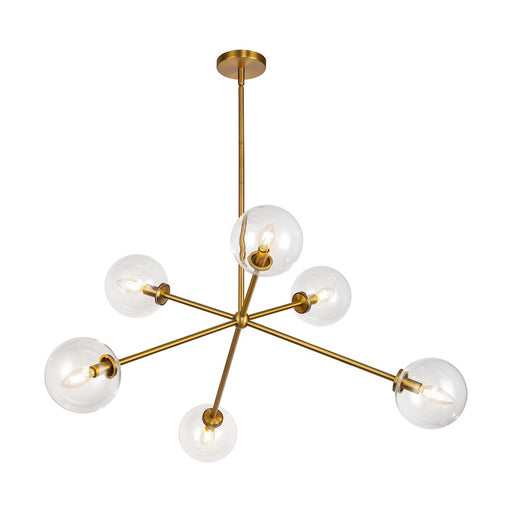 Alora Mood Cassia 6 Light 40" Chandelier, Aged Brass/Clear/Clear - CH549640AGCL