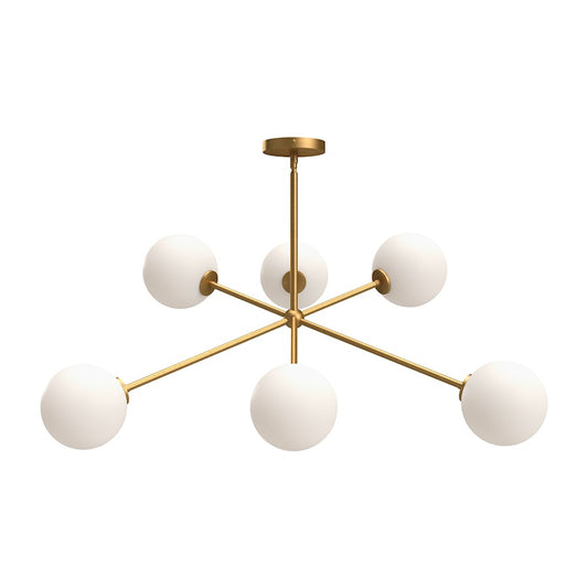 Alora Mood Cassia 6 Light 40" Chandelier, Gold/Opal Matte/Clear - CH549640AGOP