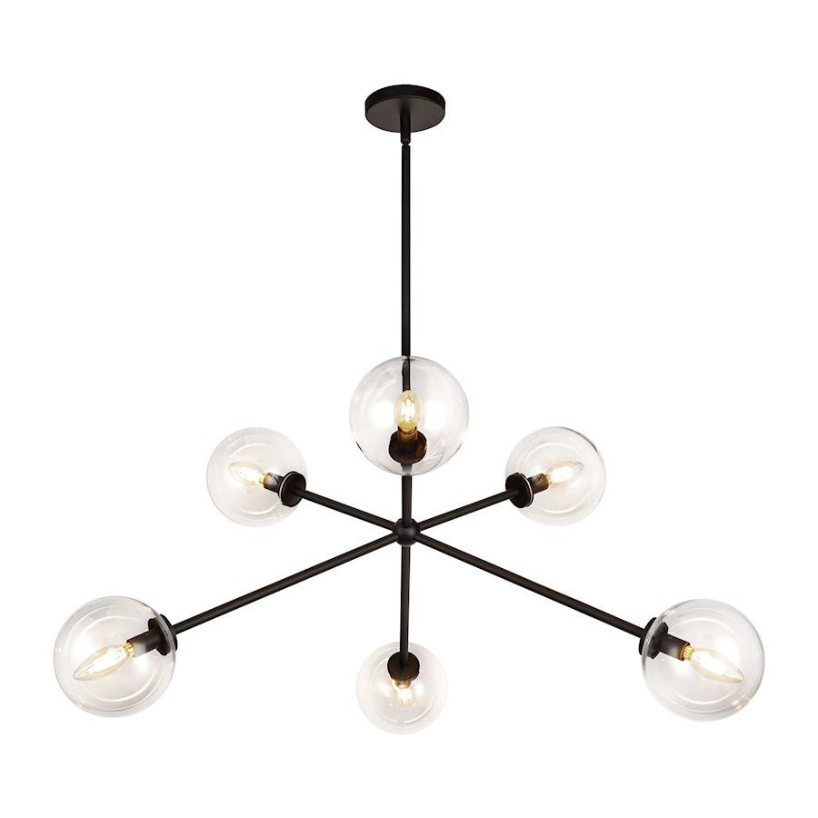 Alora Mood Cassia 6 Light 40" Chandelier, Matte Black/Clear/Clear - CH549640MBCL