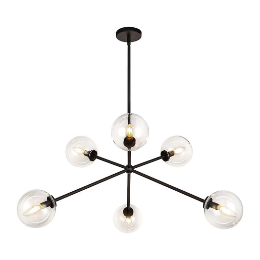 Alora Mood Cassia 6 Light 40" Chandelier, Matte Black/Clear/Clear - CH549640MBCL