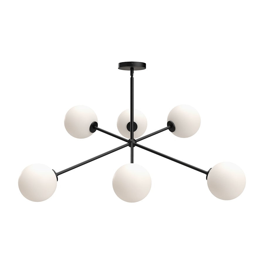 Alora Mood Cassia 6 Light 40" Chandelier, Black/Opal Matte/Clear - CH549640MBOP