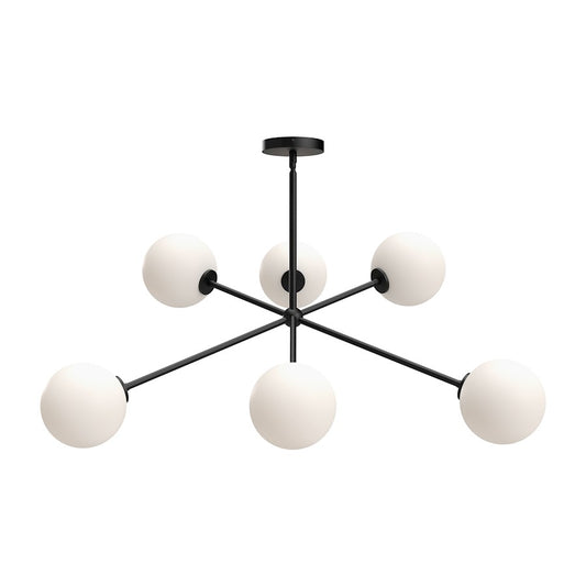 Alora Mood Cassia 6 Light 40" Chandelier, Black/Opal Matte/Clear - CH549640MBOP