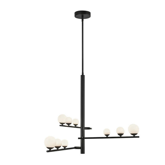 Kuzco Juniper 19in 3-Light LED Chandelier | Modern Black Steel and Opal Glass | Dining Room & Living Room | 19 x 24 in | Model CH55524-BK-OP