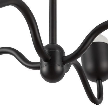 Kuzco Effie 27" Socket Chandelier, Matte Black/Opal Glass