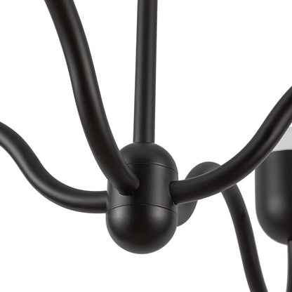 Kuzco Effie 39" Socket Chandelier, Matte Black/Opal Glass
