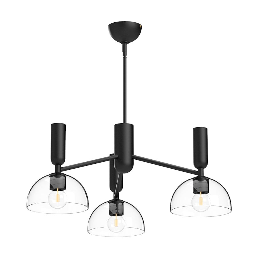 Alora Mood Jude 3 Light 38" Chandelier, Clear/Matte Black/Clear - CH563335MBCL