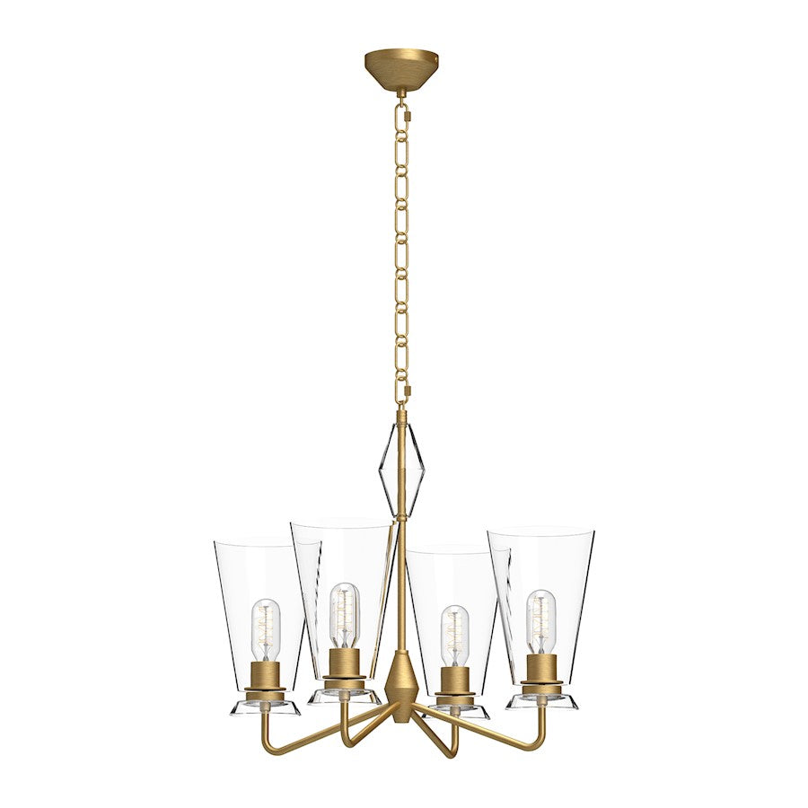 Alora Mood Salem 4 Light 23" Chandelier, Brushed Gold/Clear/Clear - CH570423BGCL